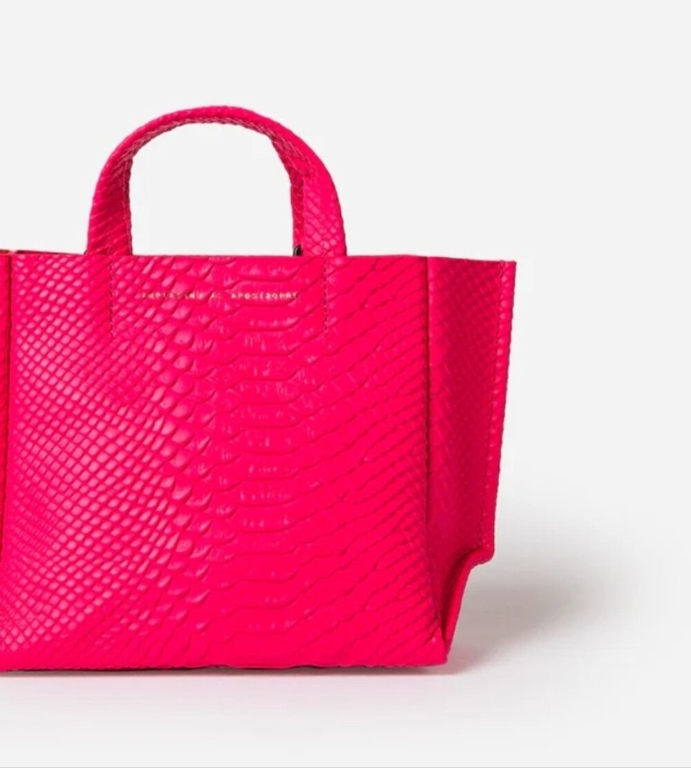 Vibrant Pink Leather Python Textured Mini Tote Bag - Picture 7 of 7